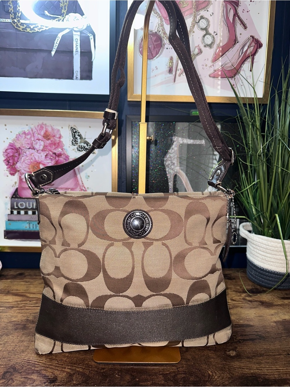 2012 COACH signature canvas crossbody bag